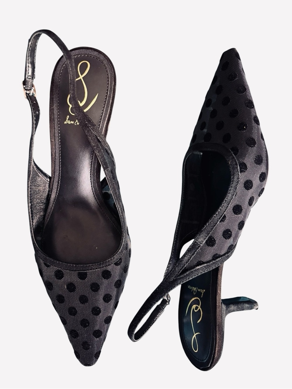 Slingback Heels 8.5 Black Polka Dot Sam Edelman